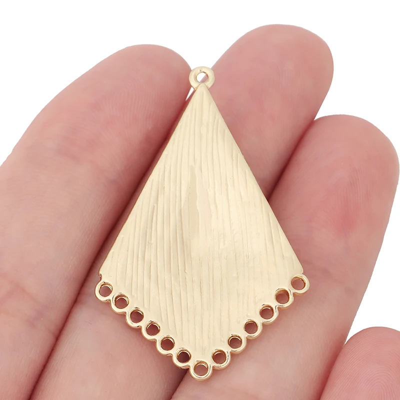 2 x Gold Color Geometry Triangle Chandelier Connector Charms Pendants for DIY Earring Jewelry Making Finding Accessories 45x28mm