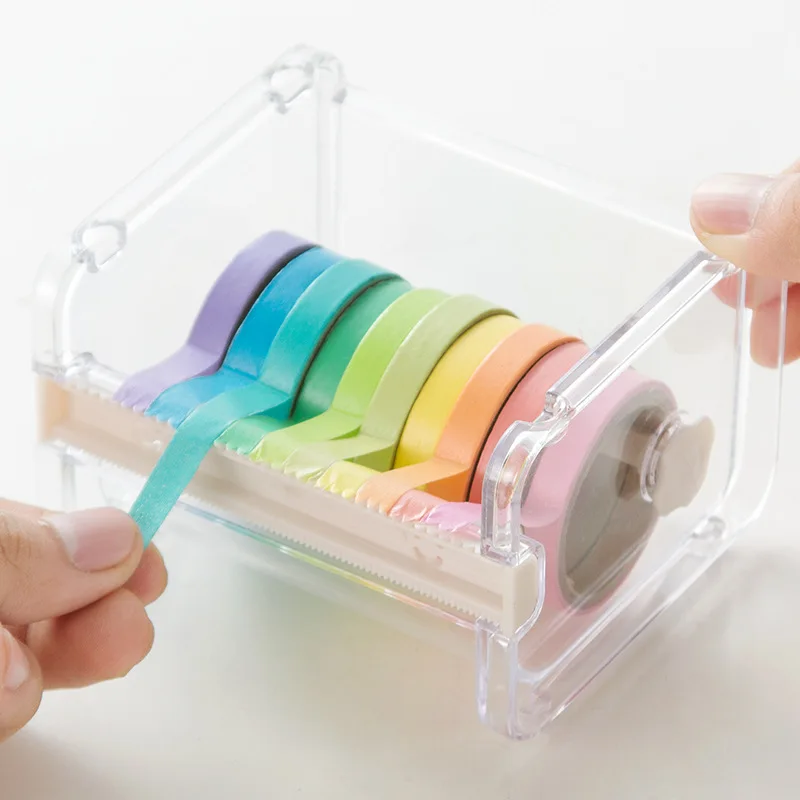 1pcs Creative Washi Tape Cutter Set Tape Tool Transparent Tape Holder Tape Dispenser School Supplies Office Stationery