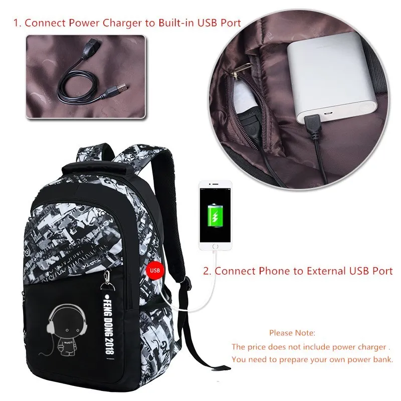 Luminous school bags waterproof large backpack for teenagers bagpack glowing school backpack for boy student chest bag set