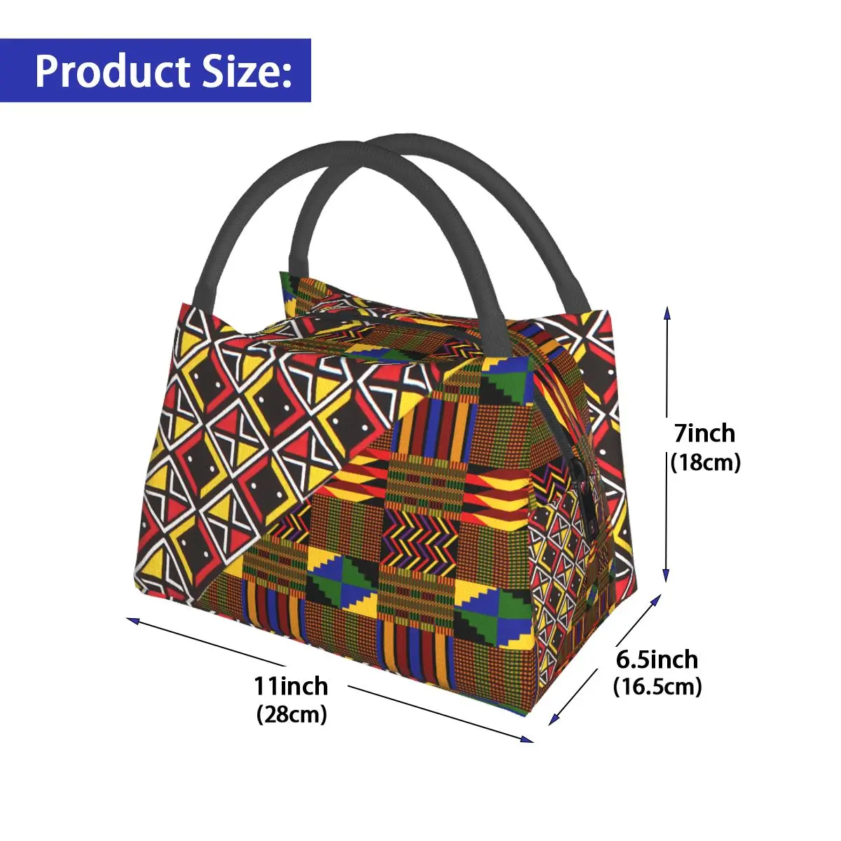 African Fabric Print Lunch Bag Tote Thermal Food Container Bag Women Kids Lunchbox Picnic Supplies Insulated Cooler Bento Bags