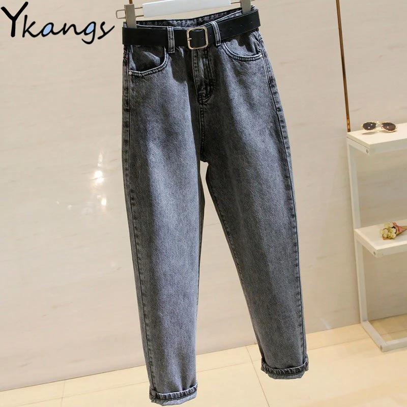 Vintage Harem Jeans Women Blue High Waist Denim Pants Mujer Mom Boyfriend Straight Jeans 2020 Autumn Spring trousers Streetwear