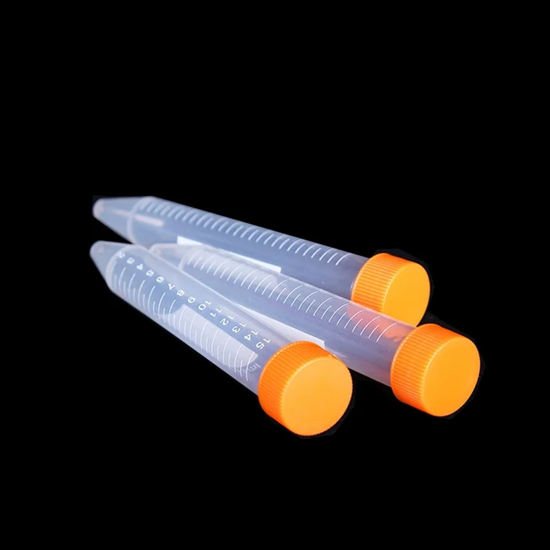 15ml Plastic Centrifuge Tubes, Conical Bottom, Graduated Marks, Blue Screw Cap, Pack of 100pcs