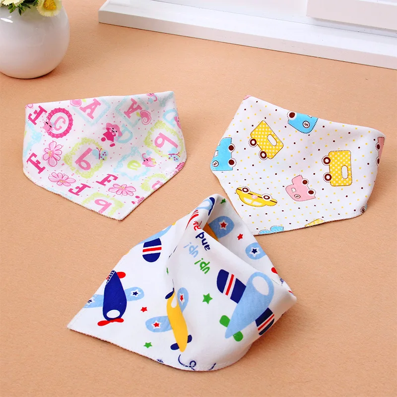 Cotton Baby Boys Girls Feeding Burp Cloths Triangle Baby Bibs Towel Cute Bandanas Scarf Children Cravat Baby Stuff 10pc/lot