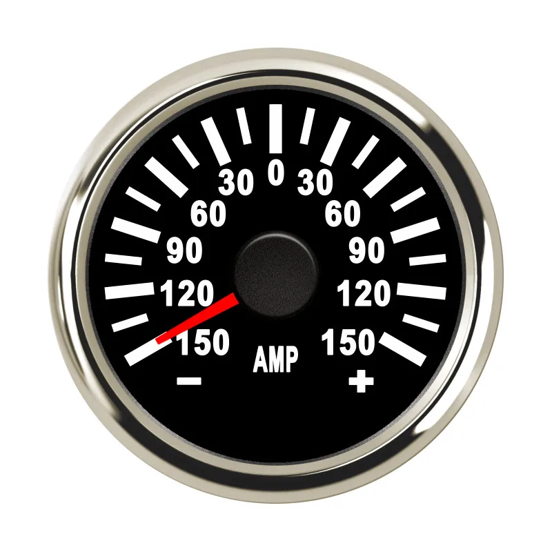 Kundenspezifische 52 mm 2 Zoll Motorrad-Amperemeter ± 80 A/150 A wasserdichte Auto-Boots-Amperemeter Strommesser mit Sender, rote Hintergrundbeleuchtung, 9–32 V
