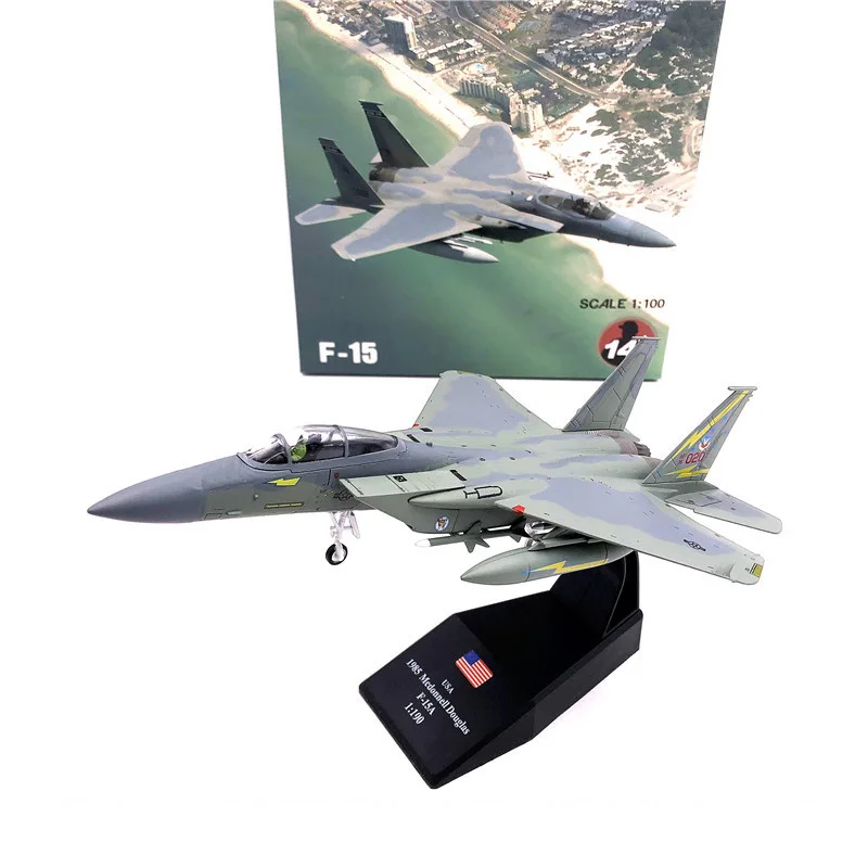 Diecast 1:100 Scale US  F-15C Strike Eagle Military F15 Fighter Model Metal Toy Aircraft for Collection Souvenir