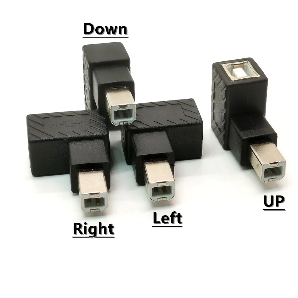 USB 2.0 Type B Print Adapter 90 Degree Up Down Left Right Angle Plug Extender Jack Male to Female Converter for Printer Scanner