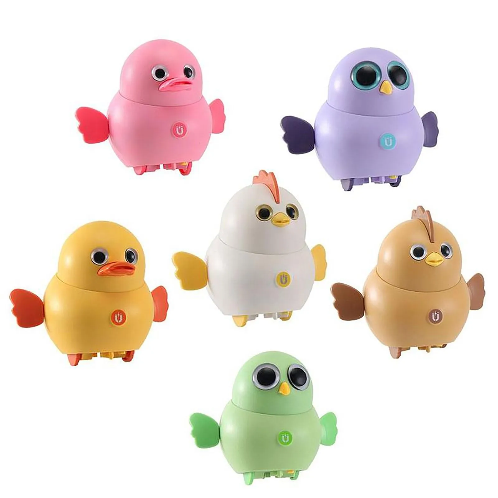 6pcs/set Magnetic Chicken Toys Cartoon Animal Team Toys Electronic Toys Electronic Pet Lovely Walking And Wiggly Chicken For Kid