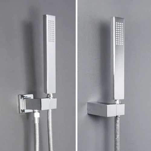 Juego de ducha de mano de latón cromado plateado, cabezal de ducha de mano montado en la pared, soporte de latón, manguera de 150CM, rociador de ducha de ahorro de agua