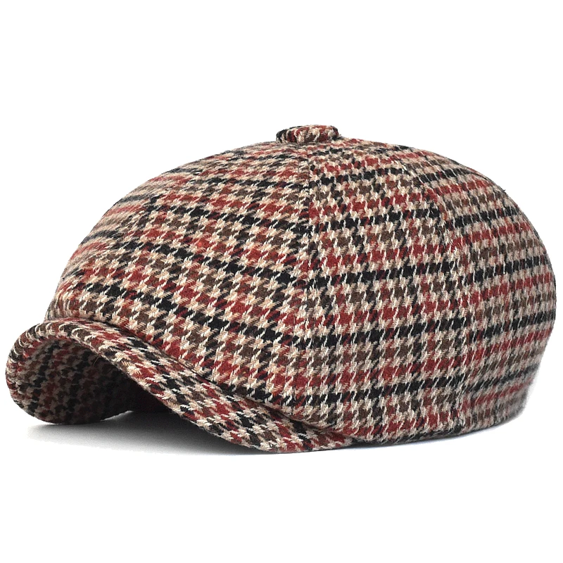 Herbst Winter Plaid Zeitungsjunge Ivy Caps Casual Baskenmütze Hüte England Gatsby Retro Hut Fahrer Flache Kappe