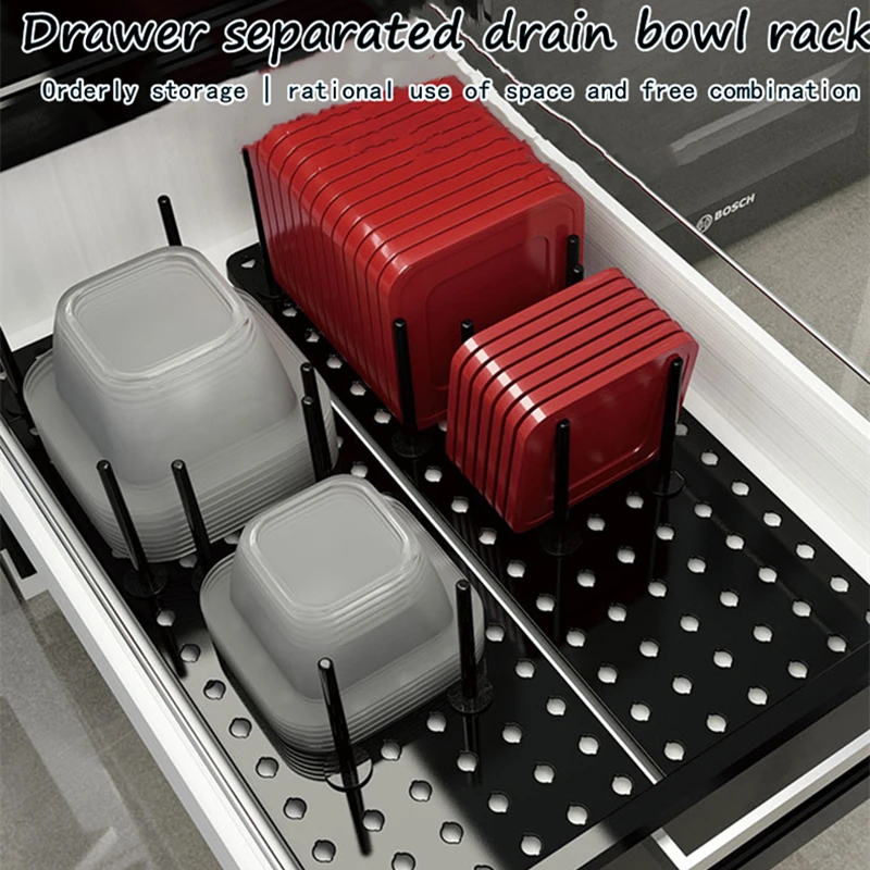 

Kitchen Drawer Type Retractable Drain Bowl Racks Anti-skid Dish Storage Rack Adjustable Tableware Finishing Rack Water Cup Racks