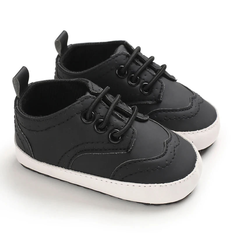 Crib Shoes Boys Baby Girls Lace-Up Casual Sneakers Non-Slip Soft Sole First Walkers Moccasins