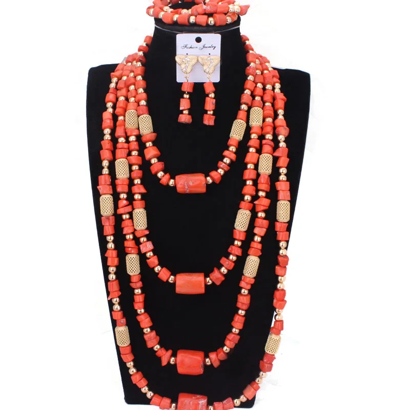 Dudo Jewelry Set African 37 Inches Nature Coral Beads Nigerian Wedding Jewelry 2022 New Designs Brand