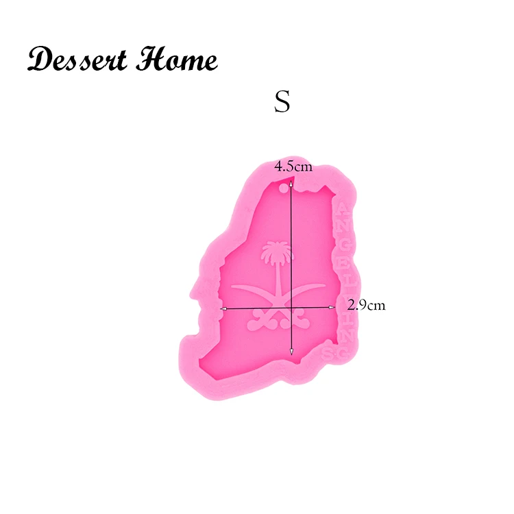 DY0425 Shiny Resin Saudi Arabia Map Mold, Circle/square Ring Backed Shaker Silicone Mold for Epoxy Resin DIY jewellery Making