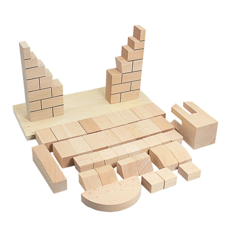 Kids Toys Wood Montessori Materials Roman Bridge Block Beech Wood Building Blocks Toys for Children Kindergarten Baby Table Game