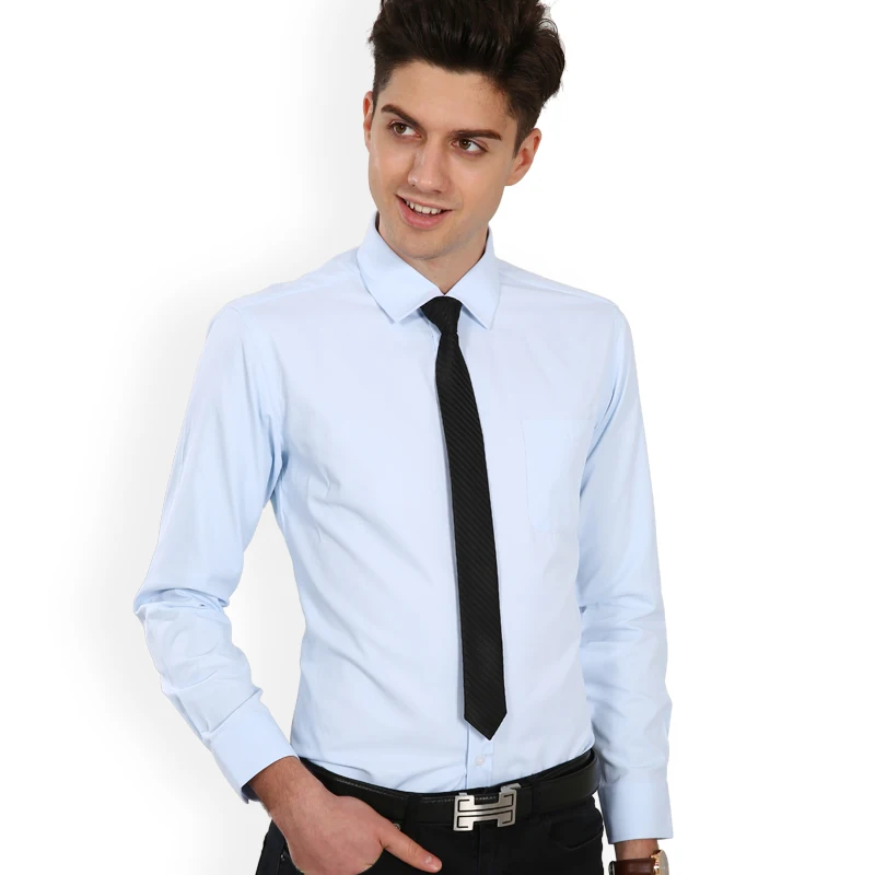 Men's Dress Shirts New Arrival Men's Clothes Long Sleeve Casual Shirts Men Turn-Down Collar Solid Color Shirts