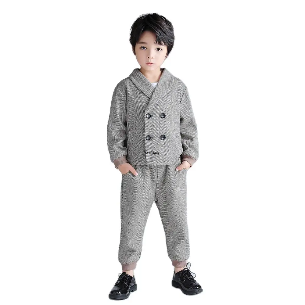 

Korea Boys Jacket +Pants 2Pcs Clothing Set Kids Photograph Set Formal Wedding Suit School Children Host Performance Prom Dress