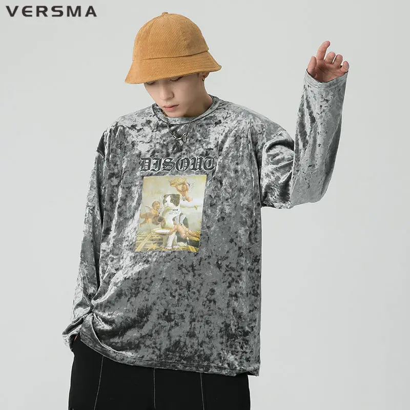 VERSMA Korean Gothic Retro Fun Cat Tie Dye Printed T-shirt Men Hip Hop Oversized Couple T-shirt Women Plus Size 5XL Dropshipping