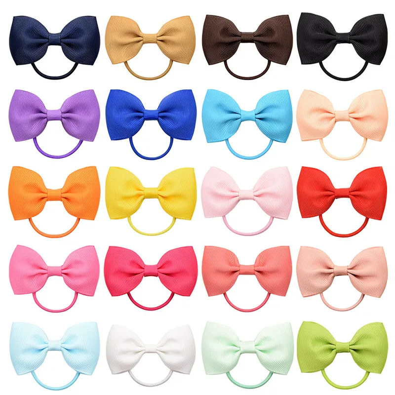 10Pcs Fashion Baby Elastic Rubber Band Head Rope Mini Solid Ribbow Bow Tie For Girls Ponytail Hairpins Hair Accessories Gift