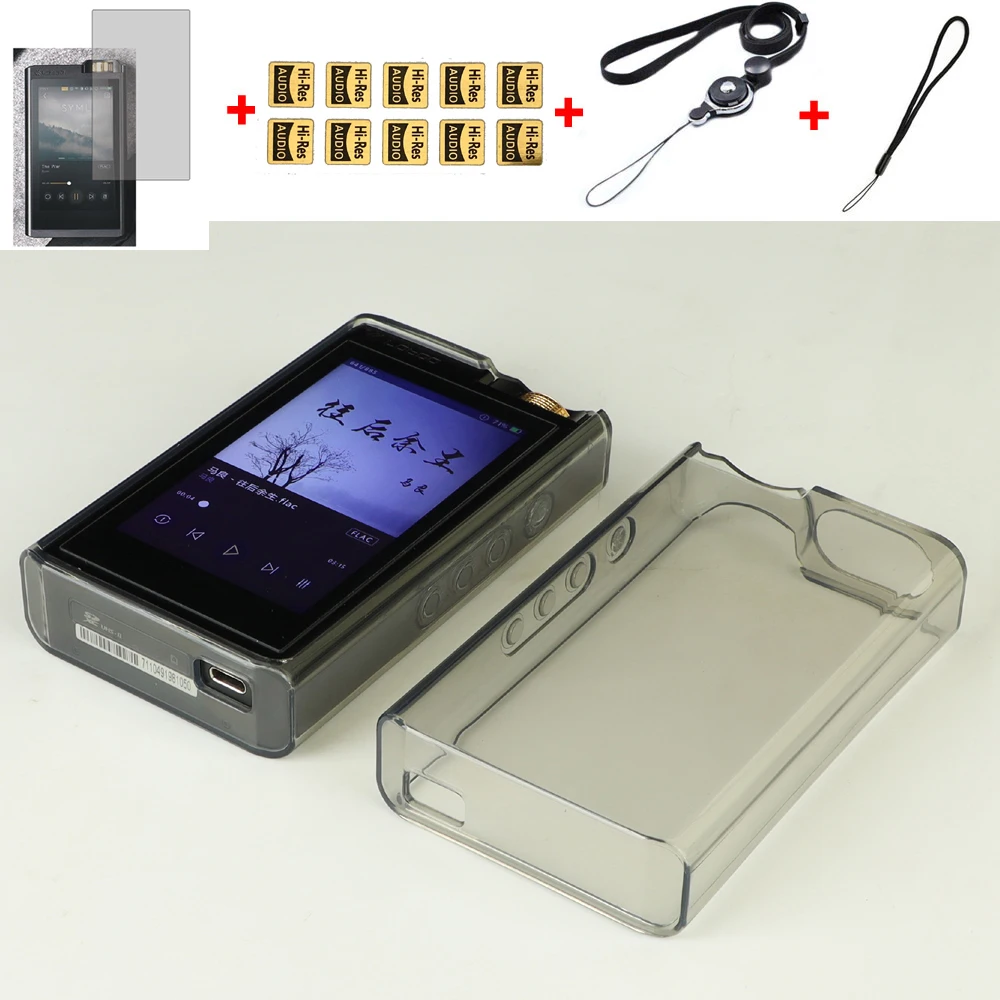 Capa protetora TPU para Lotoo Paw, Crystal Clear Cover, Gold Touch Shell Skin