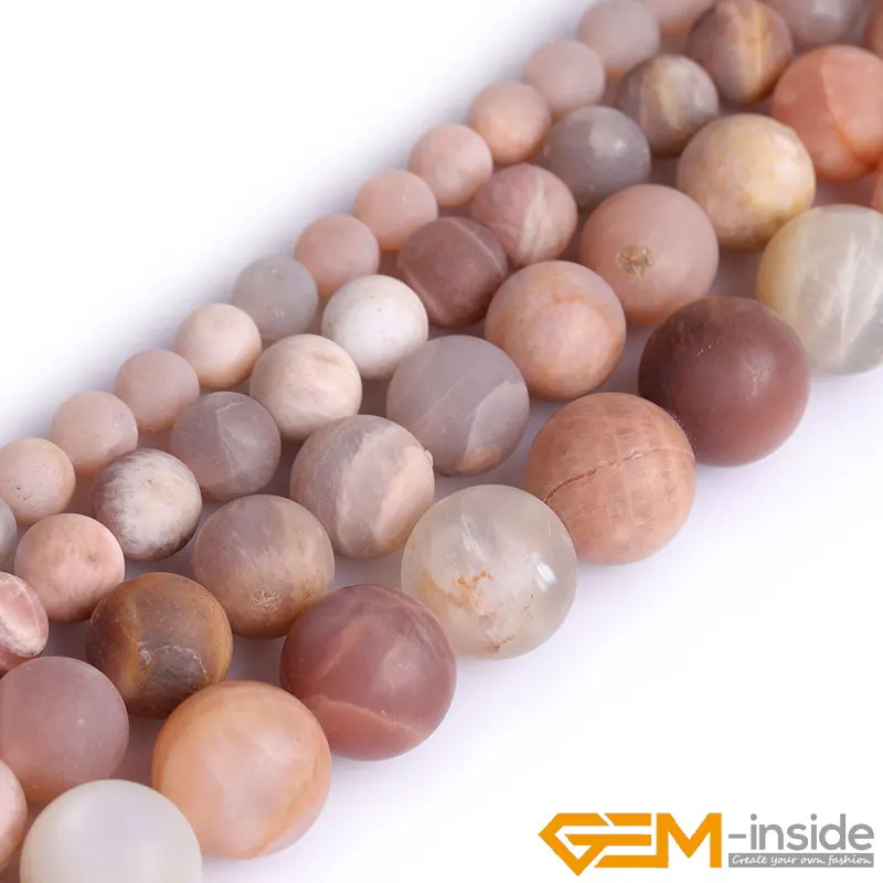 Natural Sunstone Frost Matte Round Loose Spacer Accessorries Beads For Jewelry Making Strand 15 inch DIY Jewelry Bead For Gifts