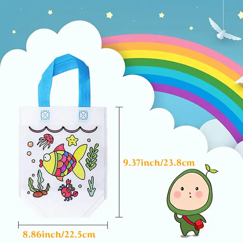 24PCS DIY Eco-friendly Graffiti Bag Coloring Party Handmade Painting Non-Woven Bag Educational Toy For Children Arts Crafts