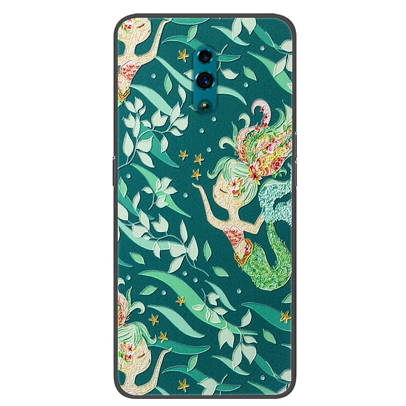 For Oppo Reno Case CPH1917 3D Relief Silicone Cover For OPPO Reno 1 Phone Cases Black Bumper Reno1 Cartoon Protector Fundas TPU