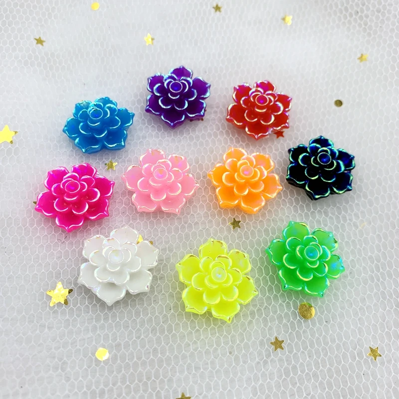 20PCS Mix Colors Cute ABColor Resin Rose Flowers Flatback Cabochon DIY Jewelry/Craft Scrapbooking,18mm