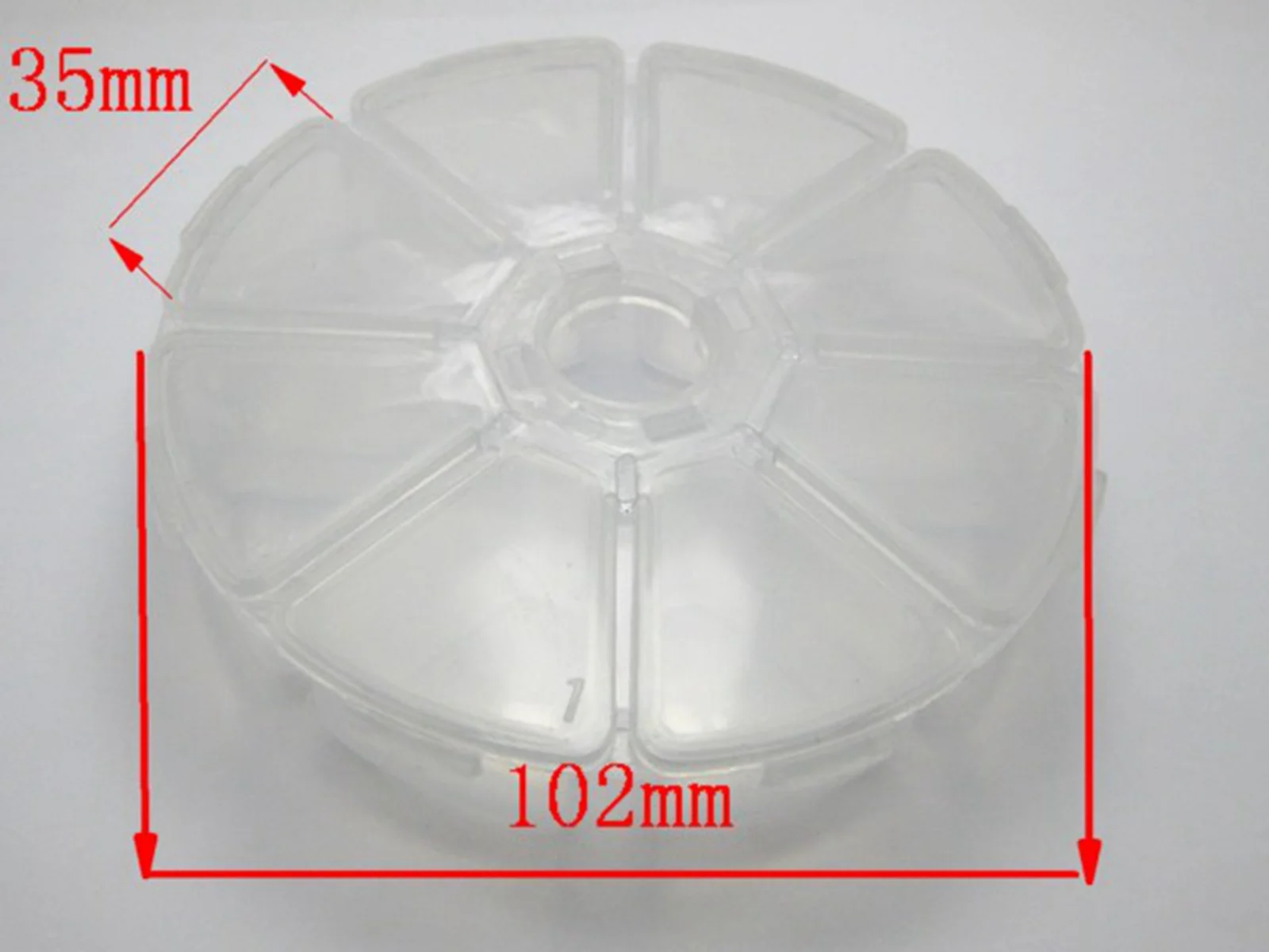 2 Clear Round Beads Display Box Case 8 compartments Storage Container 102mm plastic storage box