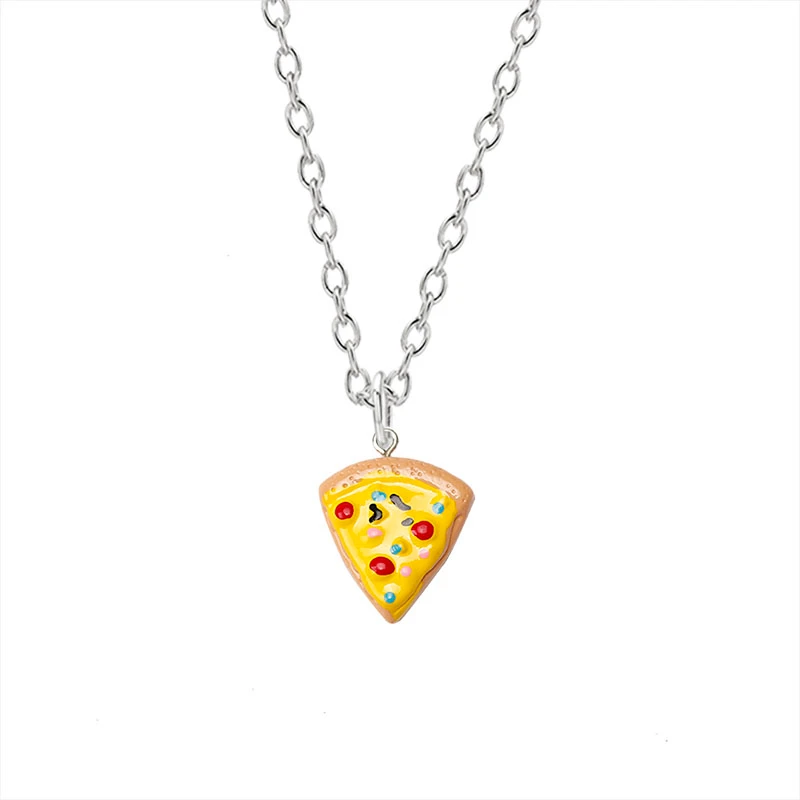 6-piece Pizza Best Friend Necklace for Women Trendy Cute Metal Pizza Pendant Choker For Your Favorite Friends Friendship Jewelry