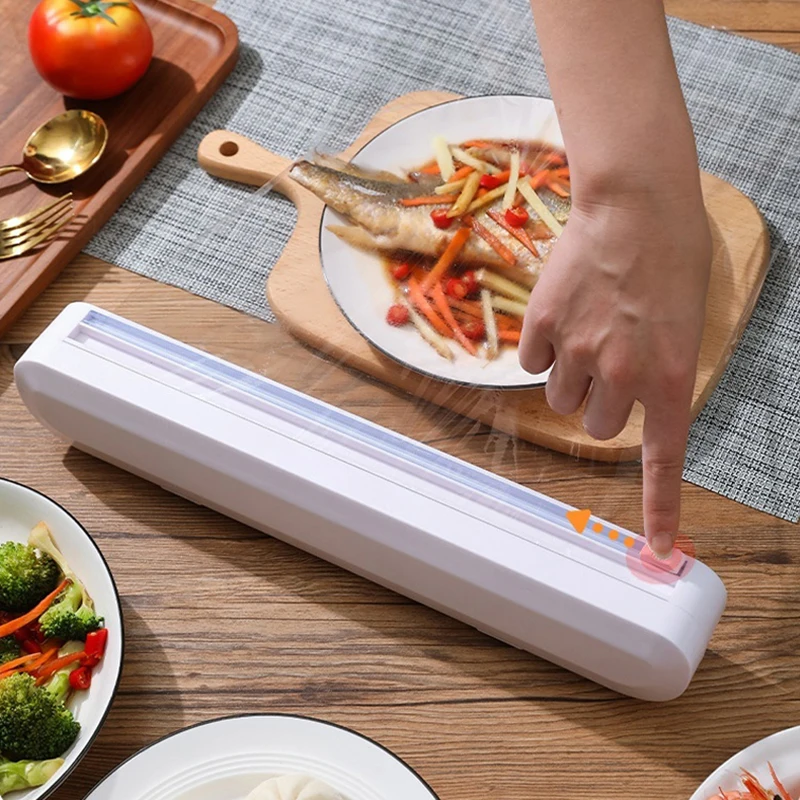 

Cling Film Wrap Dispenser Plastic Sharp Cutter Food Wrap Cutting Box Kitchen Tool Food Preservation Film Storage Holder