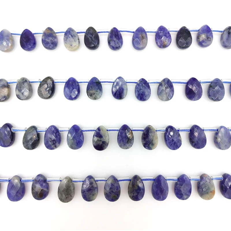 8 x 12mm Natürliche Edelsteine Lapis Ozeanachat Sodalith Tropfenförmige Facettierte Schmuckherstellung Edelsteinperlen – Detail 3