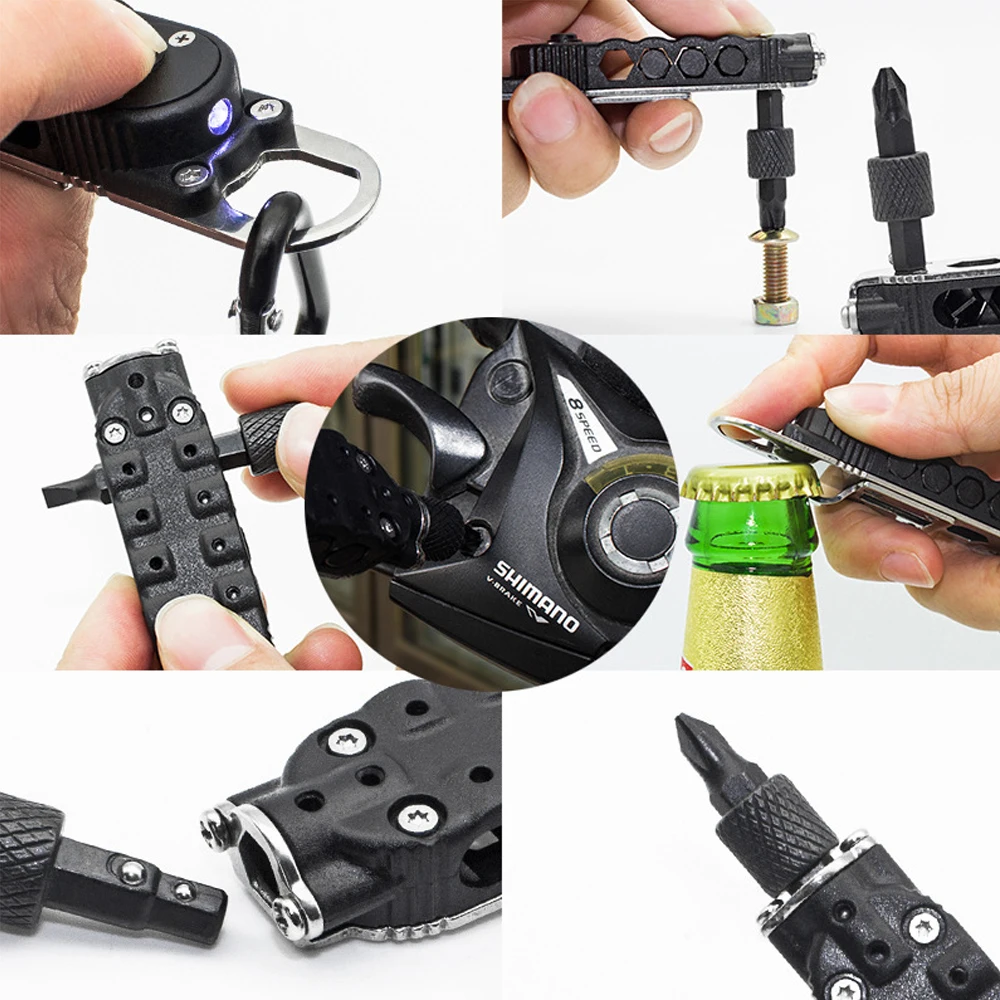 Hot Sale Magic Multifunctional Screwdriver Mini Tools Portable Pocket Keychain Screwdriver With Slot Hex Screwdriver LED Light