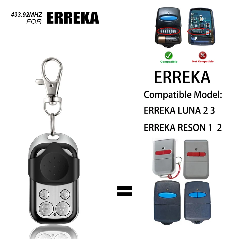 

ERREKA LUNA Garage Door /Automatic Door Remote Control Replicator 433MHz ERREKA RESON Garage Command 433.92 Handheld Transmitter