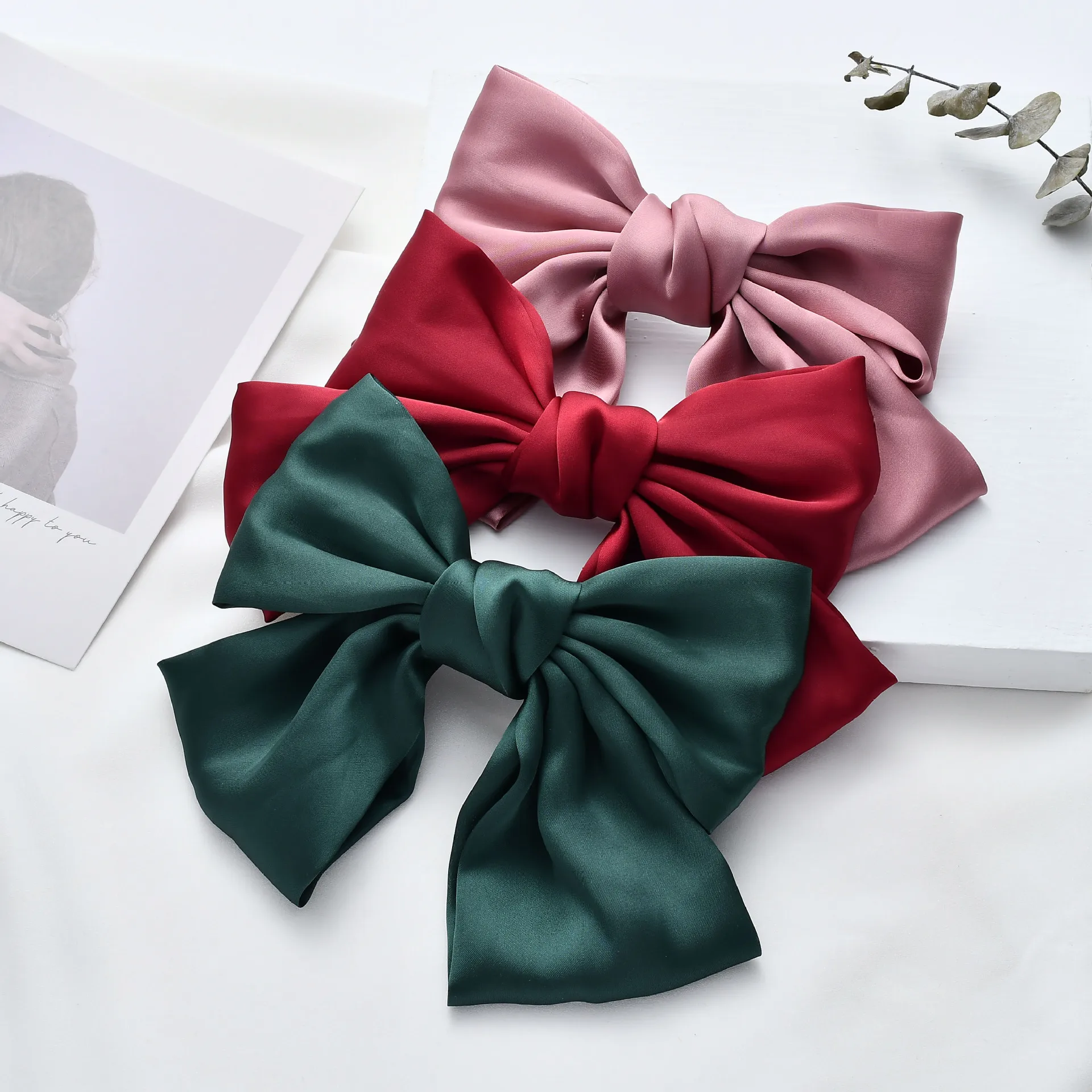 LOVINGSHA Women Hair Bow Ties Hair Clips Bowknot Satin Butterfly Bow Hairpin Girl Hair Accessories for Ladies Hairpins FC135