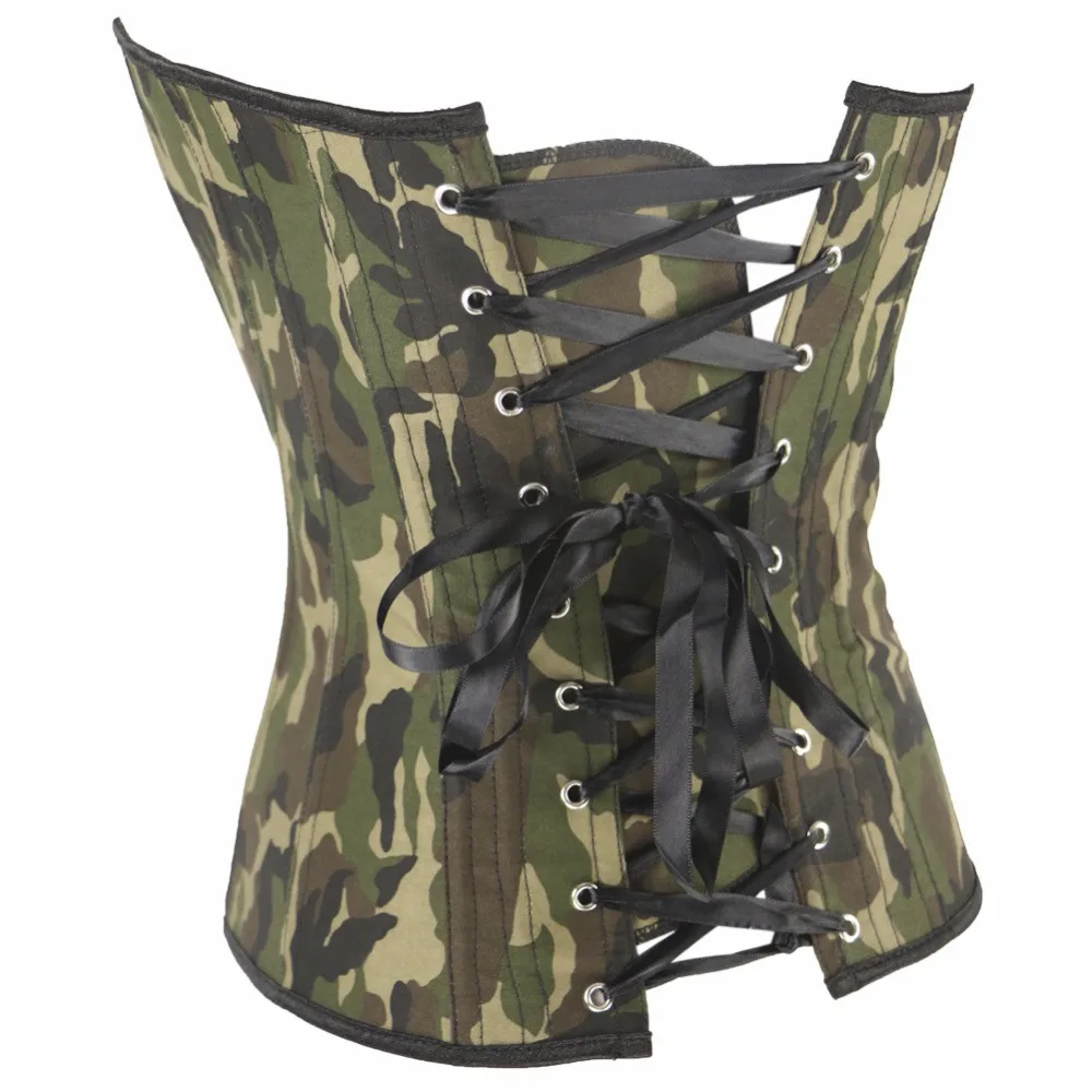 Women Camouflage Camo Print Boned Overbust Corset Waist Cincher Corsets Sexy Bustier Army Girl Tops Shaper Corpete Corselet 3XL