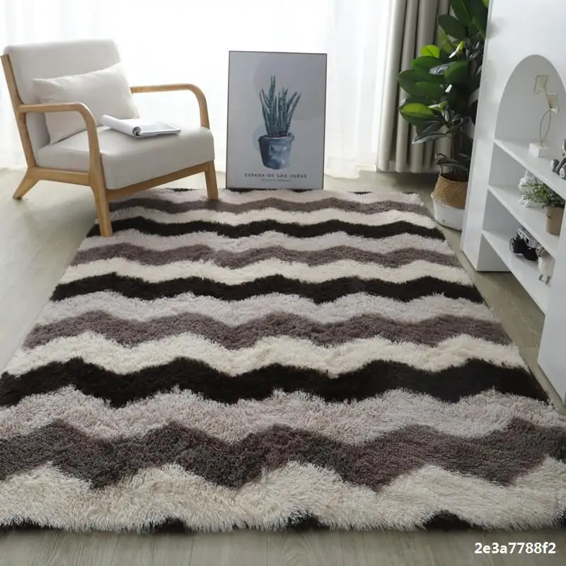 NONE Grauer Wohnzimmer-Teppich, großer Teppich, Flur, Couchtisch, Bodenmatte, 160 x 230, Kinderzimmer, Schlafzimmer, langes Haar, flauschige Bodenbelag-Teppiche 4
