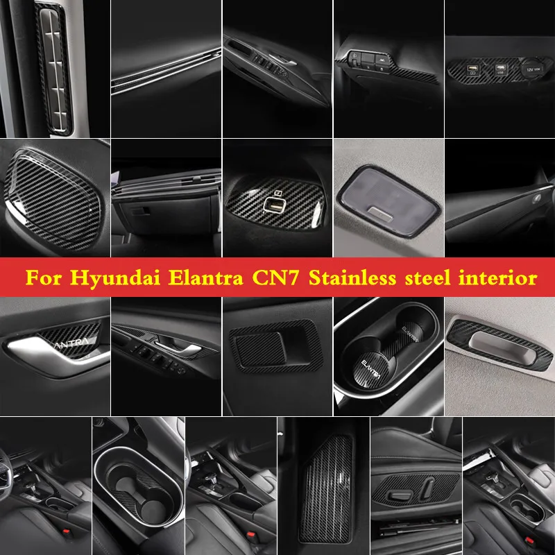 

For Hyundai Elantra CN7 2020 2021 LHD Car Interior Stainless carbon fiber Decoraton Cover Trim Inner door bowl accessories