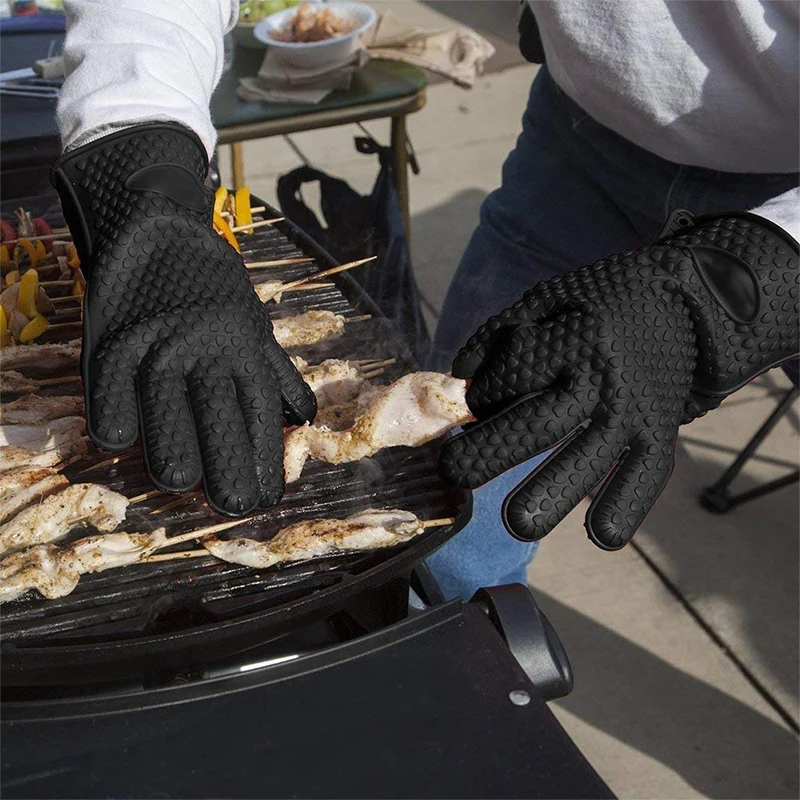 1/2Pcs Oven Mitts Baking Gloves 230 Heat Resistant Silicone Glove Kitchen Thicken Barbecue Oven Cooking Glove BBQ Grill Gloves