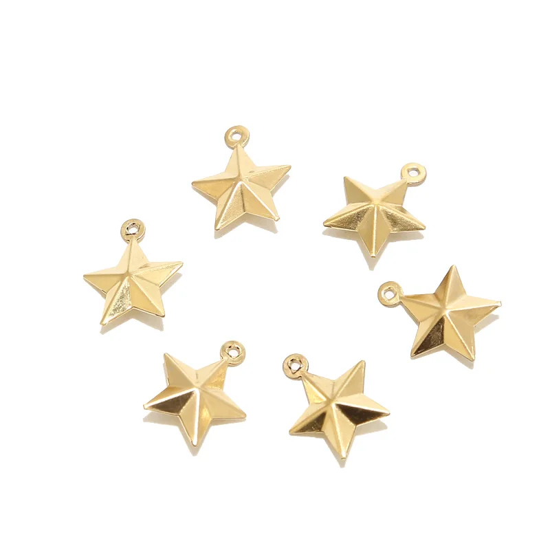 20pcs Gold Plated Stainless Steel 12*15mm Star Charm Pendants for DIY Jewelry Making Necklaces Bracelets Findings Accessories