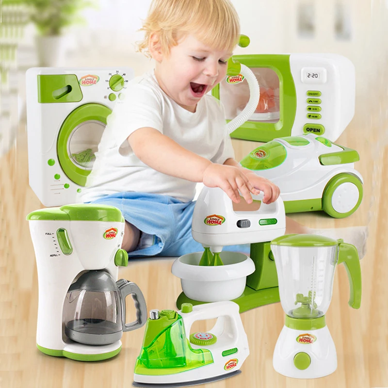 Simulation Home Appliances Kids Kitchen Toys Pretend Play Toys for Girls Light-up&Sound Coffee Machine Blender Kid Children Gift