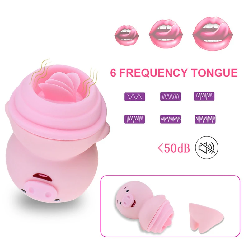 Tongue Licking Vibrator Female Clitoris Stimulator Pig NippleLicks Pink Pig Vibrating Sex Toy For Women Adult Goods Female Egg