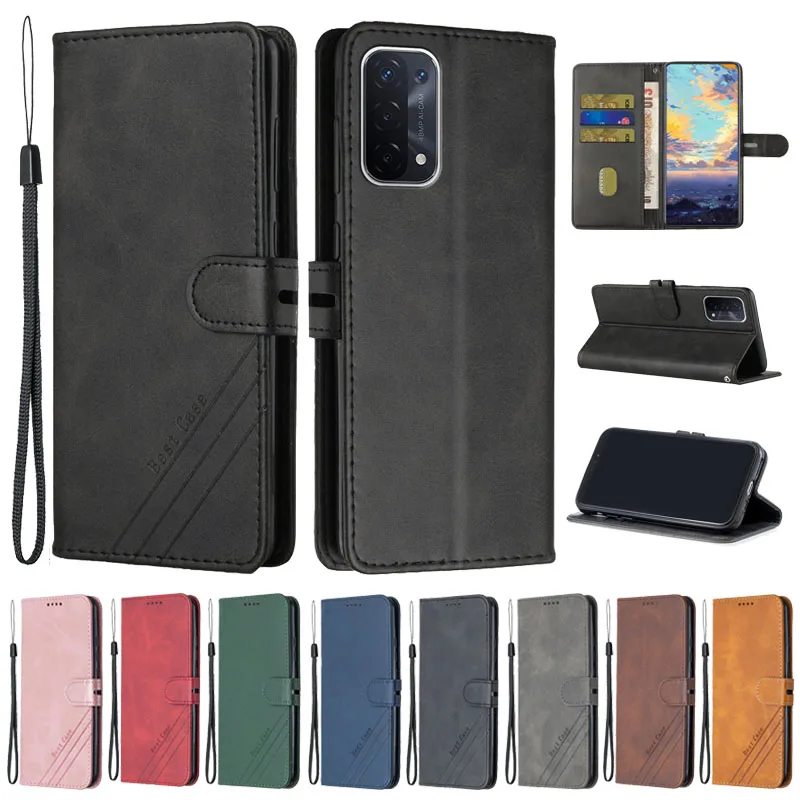 OPPO A54 5G Case Leather Flip Case on For Coque OPPO A 54 A74 A94 A95 5G Phone Cases Luxury Retro Magnetic Wallet Cover Fundas