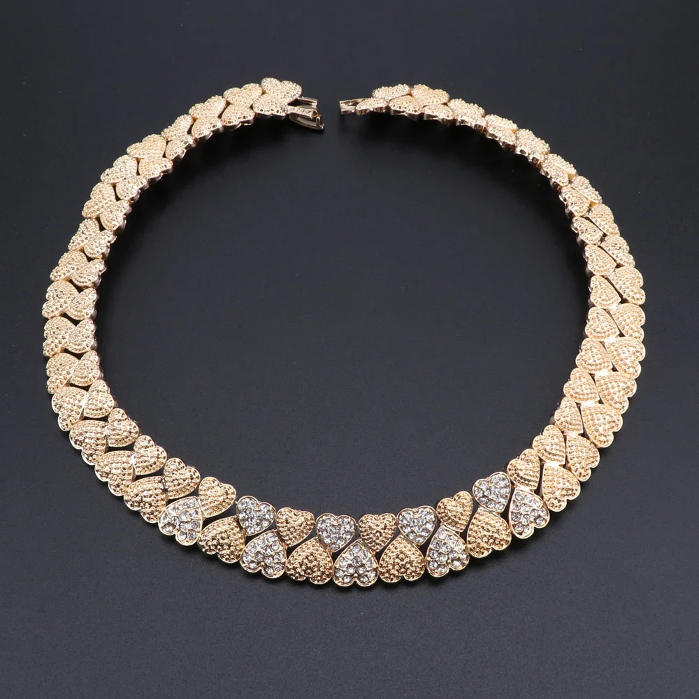 Luxury Dubai Gold color Jewelry Sets for Women African Beads Jewelry Set Turkey Bridal Necklace Earrings Set Wedding Accessories