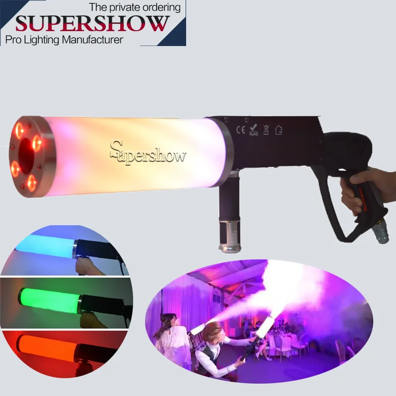 pistola handhold led co2 gun 4x3w rgb festa led dj estagio co2 jet maquina para o equipamento de palco clube noturno 01