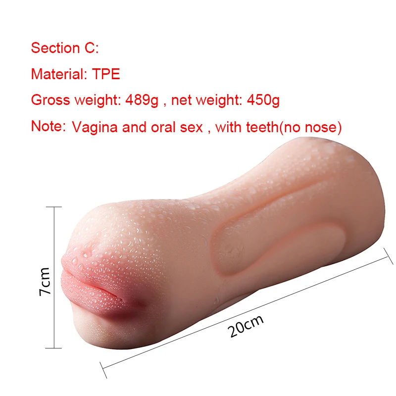 Male Masturbator Realistic Vagina Oral Mouth Aircraft Cup Real Pussy Sexo Intimate Goods Deep Throat Double Hole Sex Toy for Men