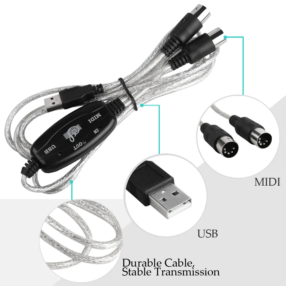 

USB IN-OUT 5-pin MIDI Interface Cord Converter PC Music Keyboard for Korg Monologue microKorg Minilogue XD Analog Synthesizer