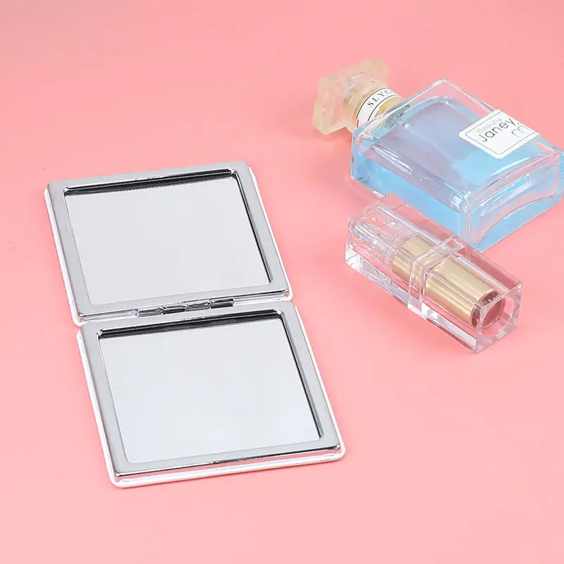 Folding Mirror 2-sides Portable Solid Round Square PU Compact Mirror Handheld Simple Design Mini Makeup Mirror Magnifying Travel