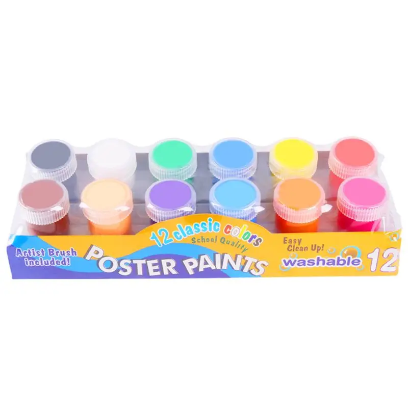 20ml 6 Bright Colors Washable Gouache Paint for Kids School Finger Paint