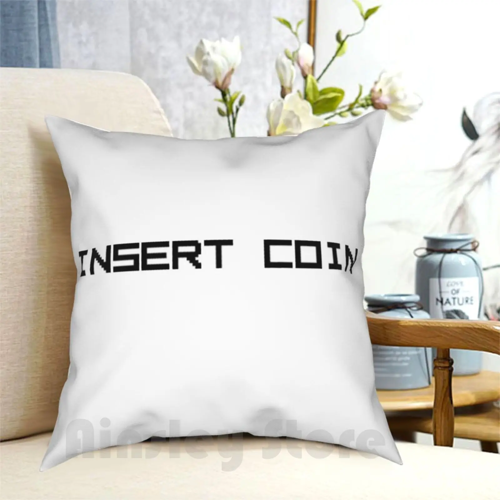 Insert Coin Pillow Case Printed Home Soft DIY Pillow cover Insert Coin Insert Coin Arcade Retro Gaming Games Machine 8Bit 8