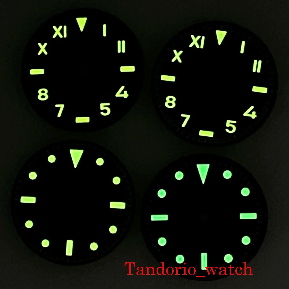 29MM California Luminous Black Watch Dial Face For NH35 NH36 MIYOTA 82 Series Mingzhu ETA 2836 2824 Automatic Movement Hands Set